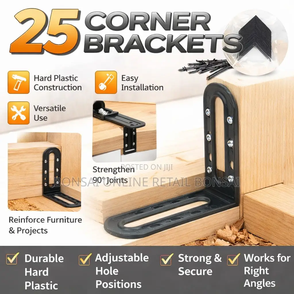 25pcs L Shape Plastic Corner Brackets Furniture Support Angle Fixer