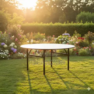 1.5 Meters Diameter Wooden Foldable Rounded Table With Steel Legs