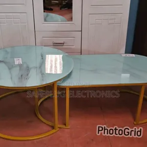 2-in-1 Marble Nesting Coffee Table – White With Glass Effect"