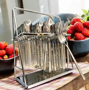 36 PCS Stainless Steel Cutlery Set With a Gold-Toned Etched Pattern