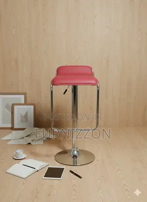 Red Cafe Bar Stool With Height Adjustment Rotation