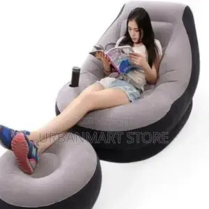 Big Grey Inflatable Seat With Footrest Pump - Amazing Price