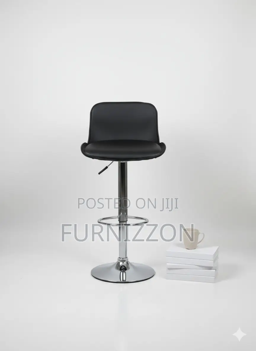 Black Plastic Stool With Height Adjustment and Backrest