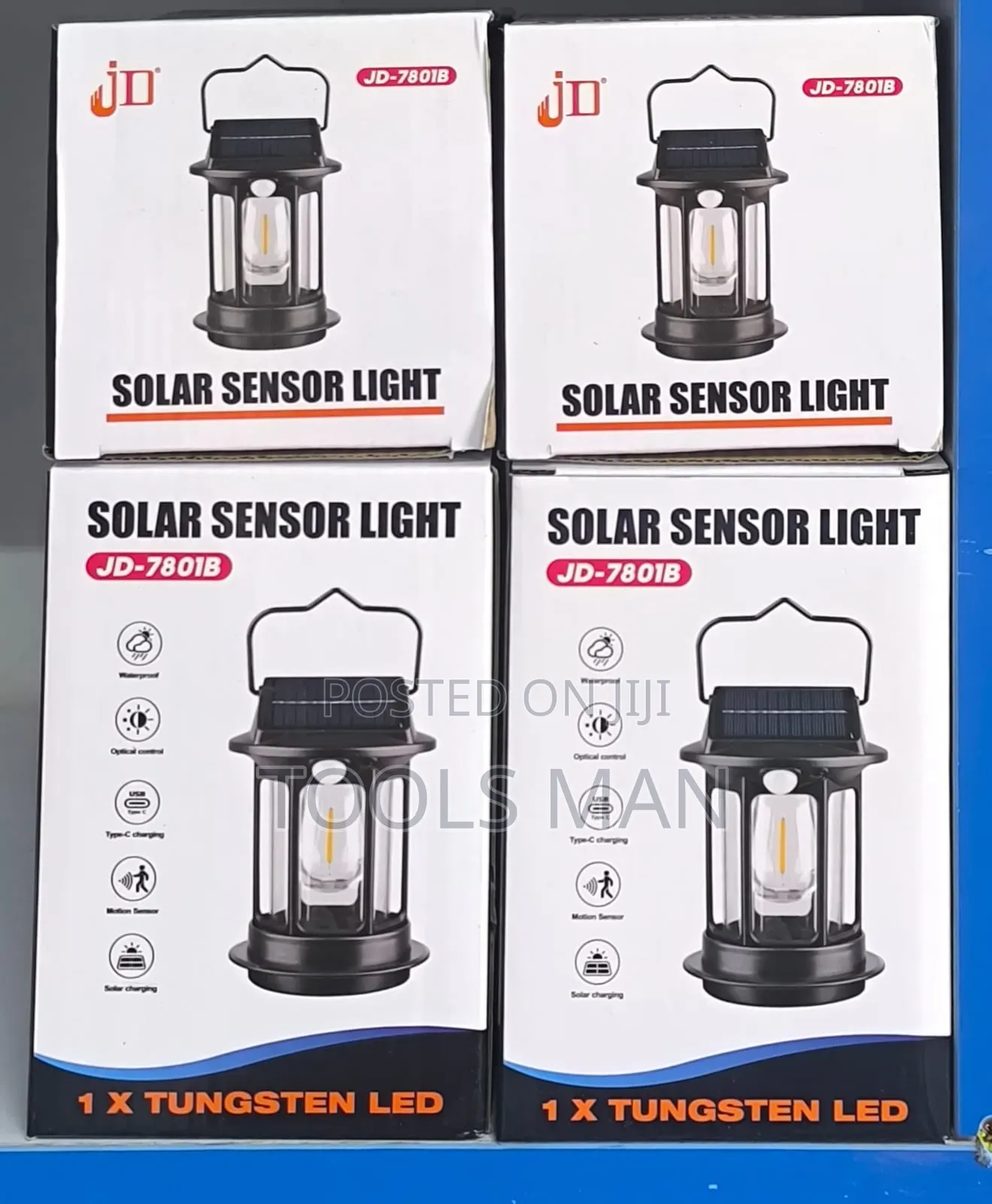 Jd-7801b Solar Sensor Light.Rechargeable, and Waterproof Led Lantern.