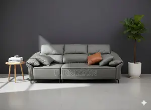 Original Grey Leather 3-Seater Sofa