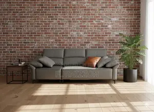 Modern Grey Leather 3-seater Sofa