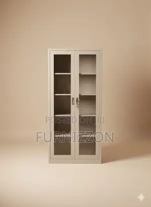Durable Metallic Two-Door Glass Office Cabinet