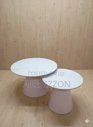 Marble Round Coffee Table Set – 2 Pieces