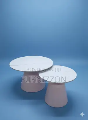 Stylish Marble Top 2-Piece Round Coffee Table
