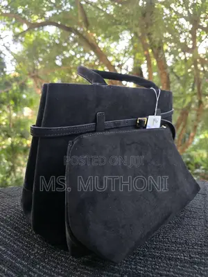 2 in 1 Manu Atelier Le Cambon 40 Tote Bag in Black Suede.