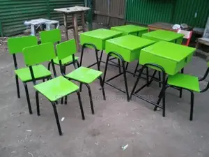 Wooden School Desk and Chairs