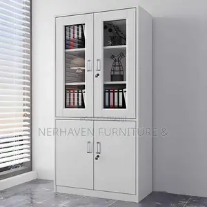 Half Glass Office Cabinet With Lockable Storage