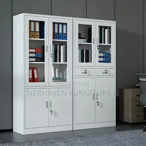 Office Half Glass Cabinet With Clear Display Top