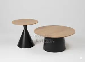 Wooden Top 2-Piece Round Coffee Table