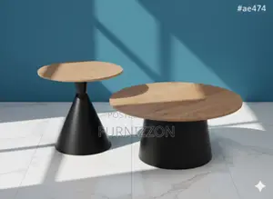 Compact Wooden Top 2-Piece Round Coffee Table