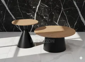 Modern Living Room 2-Piece Wooden Round Coffee Table