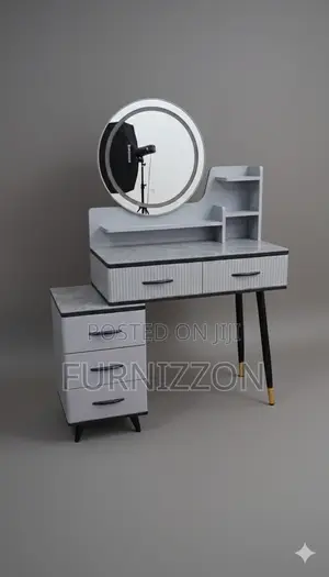 Elegant Dressing Table With Side Cabinet