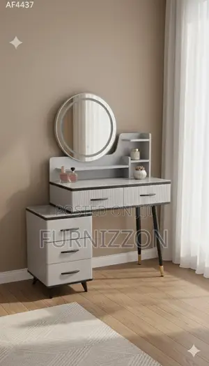 Compact Dressing Table With Side Storage Cabinet