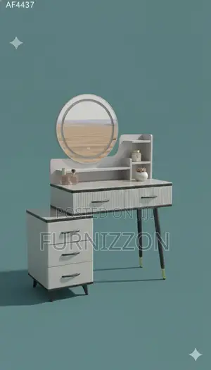 Modern Wooden Dressing Table With Side Storage Cabinet