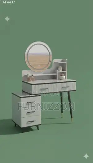 Elegant Wooden Dressing Table With Side Cabinet
