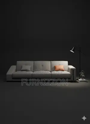 Comfortable Grey Leather 4-Seater Sofa