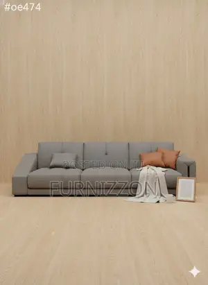Modern Grey Leather 4-Seater Sofa