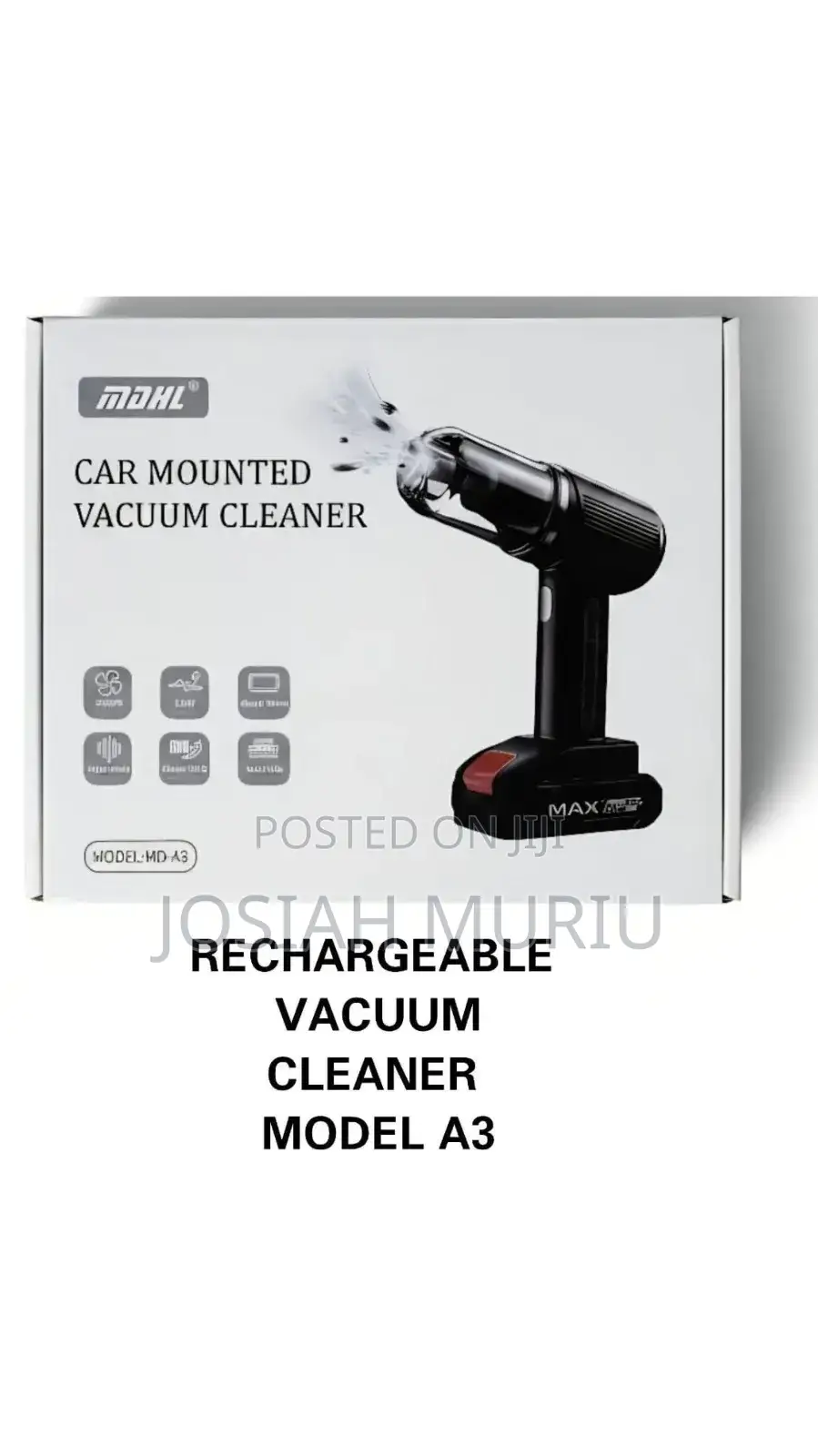 MDHL Car Mounted Vacuum Cleaner, Model Md-A3.