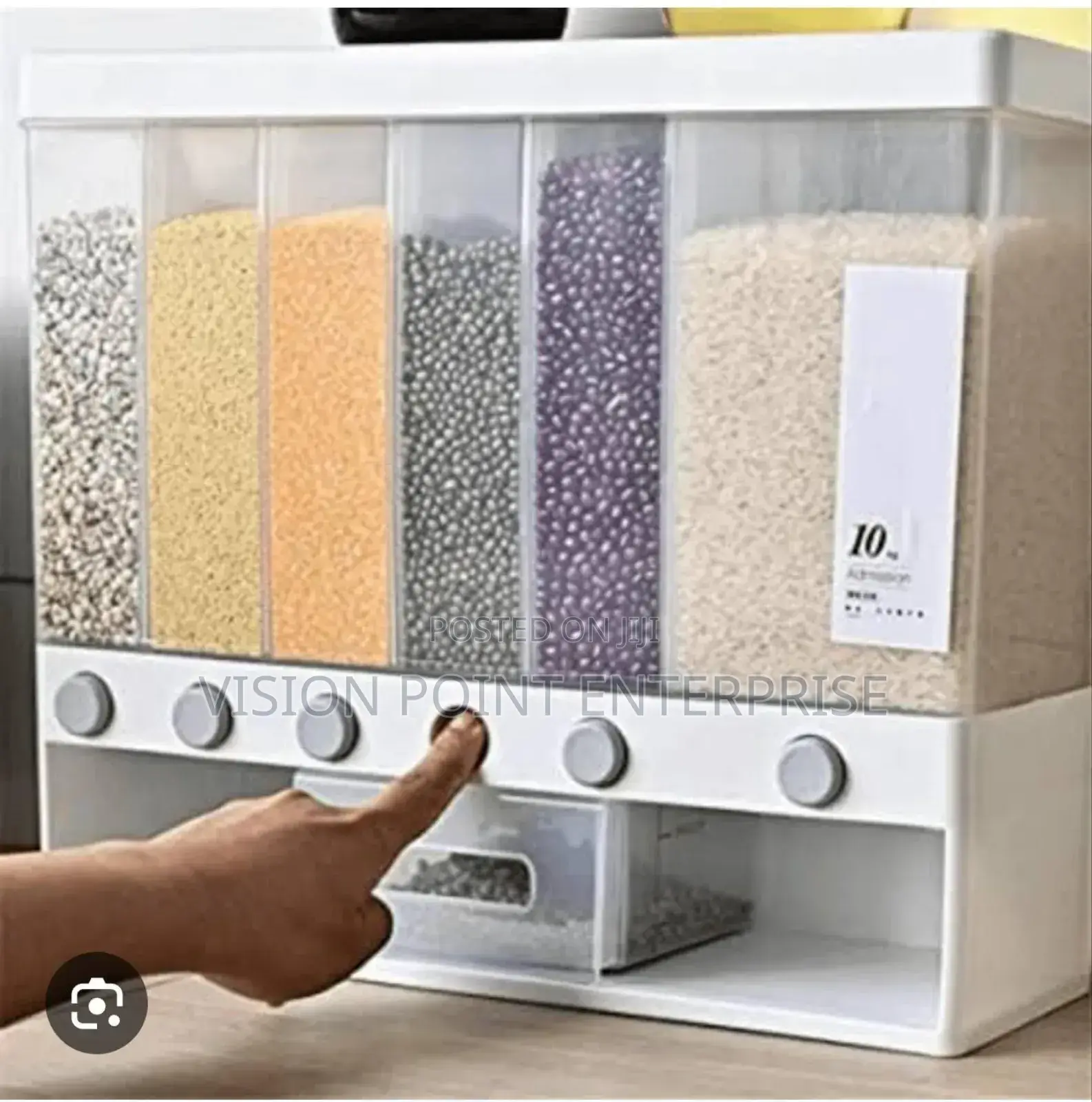 Partitioned Multifunctional Cereal/Rice Dispenser