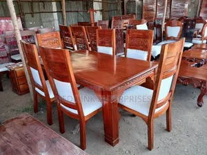 Wooden Mahogany Vanish 6-Seater Dinner Table Set