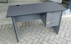 Gray Home Office Desk With Drawers