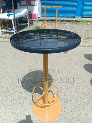 High Bar Table Round, Marble Black and Gold Frame
