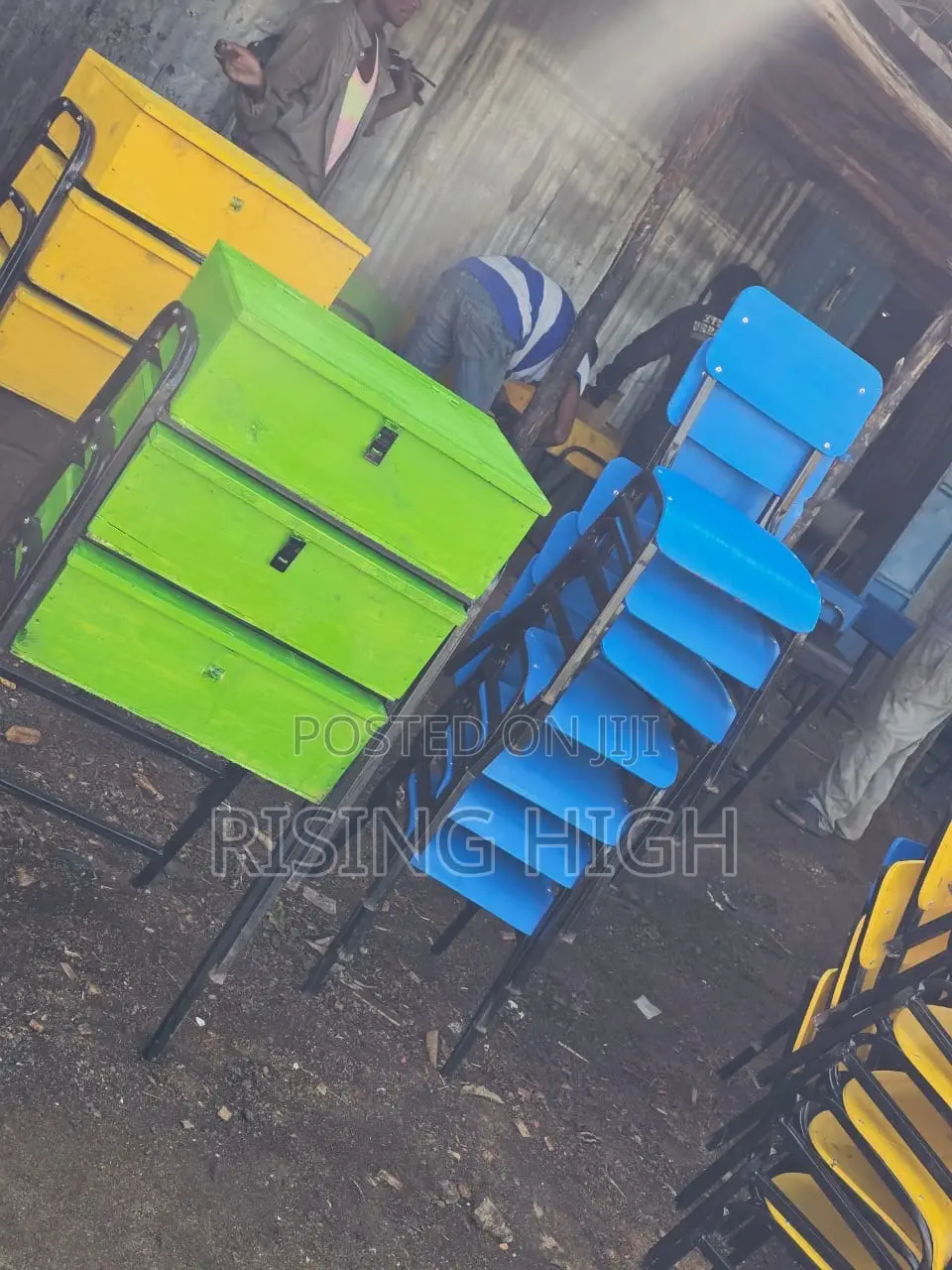 Coloured School Lockers and Chairs