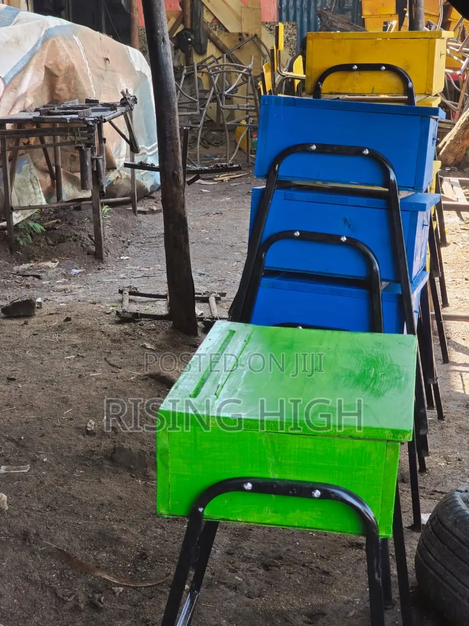 Coloured School Lockers and Chairs