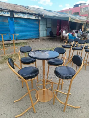 Bar Set, 4 Chairs and Table, With Gold Coated Frame 