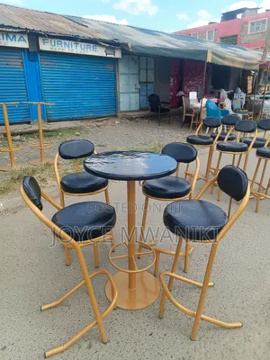 Bar Set, 4 Chairs and Table, With Gold Coated Frame 