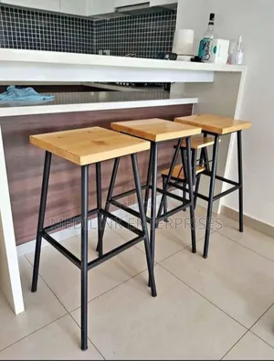 Wooden Metallic Counter Stools (Backless)
