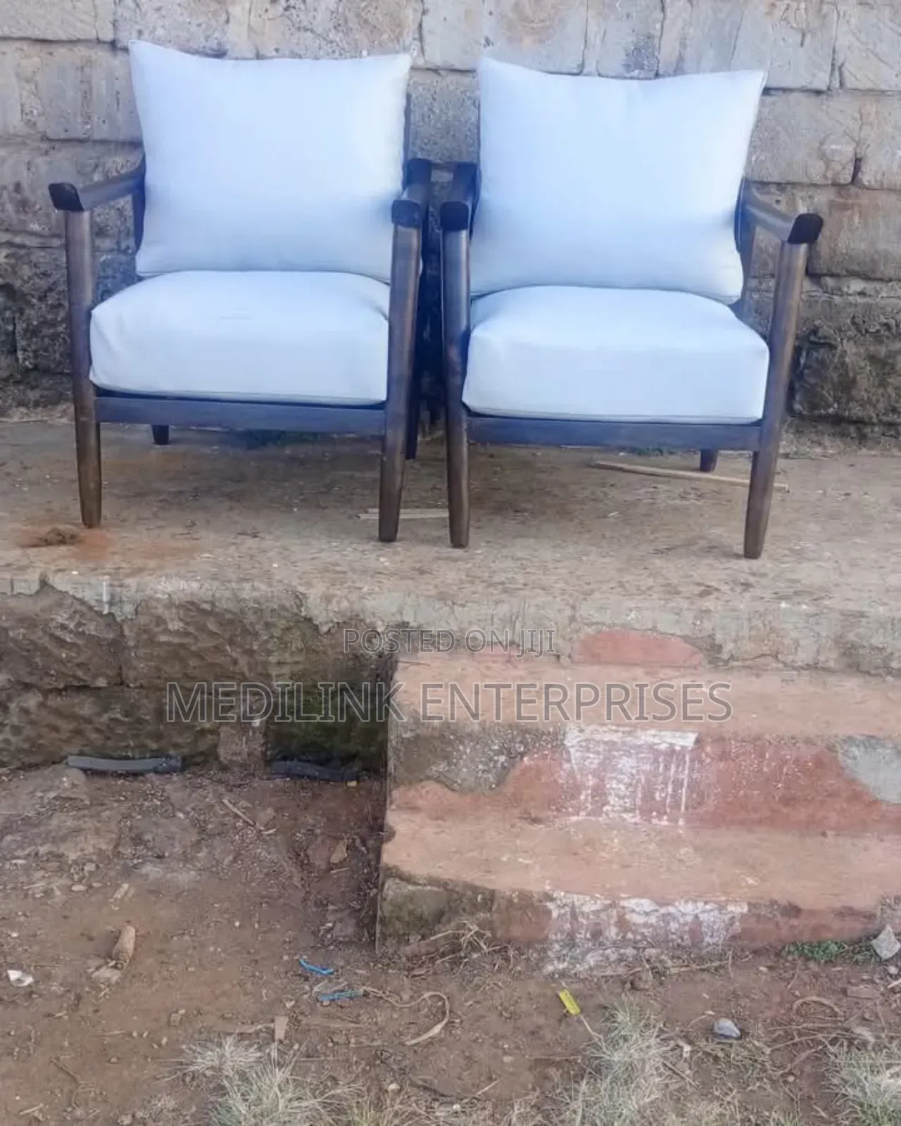 Wooden Upholstered Single Armchairs
