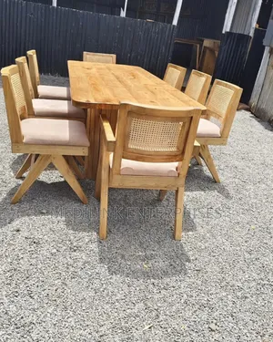 Rattaned Back Finch Design 8-Seater Dinning Table Set