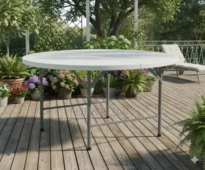 1.5m Diameter Wooden Foldable Round Table With Steel Stand