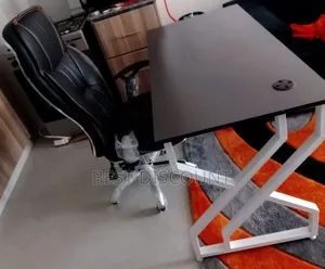 Metal Frames Table and Leather Chair