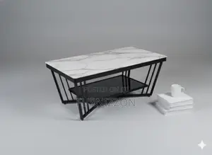 Modern Marble Top Coffee Table With Metallic Base