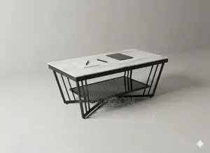 Marble Top Coffee Table With Sturdy Metallic Frame