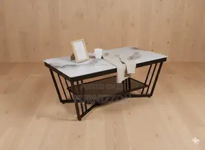 Modern Living Room Marble Coffee Table With Metal Stand