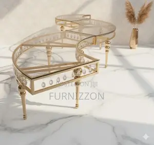 Premium Gold Moon Glass Top Table – Modern Design