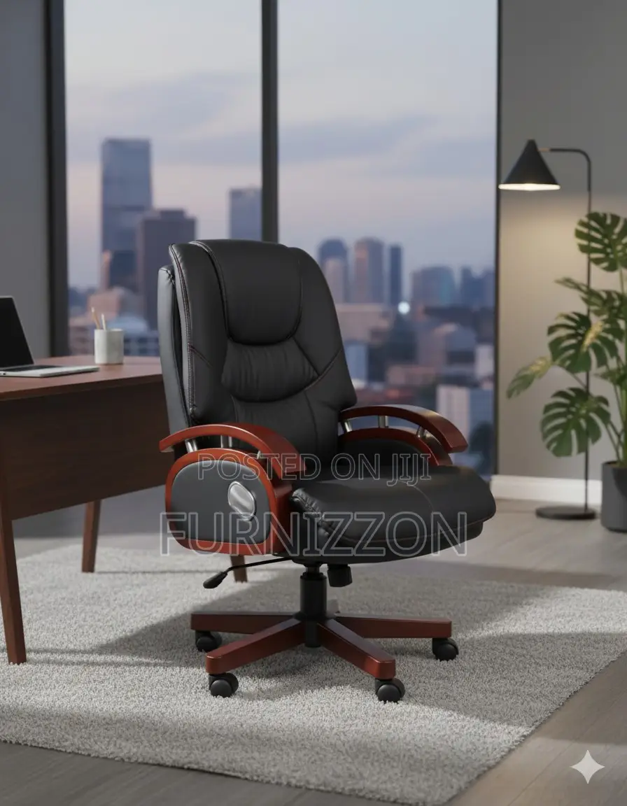 Executive High-Back Black Ergonomic Office Chair Adjustable Height