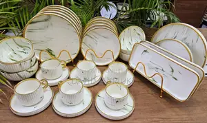 32 Pc Dinner Set Marble Green