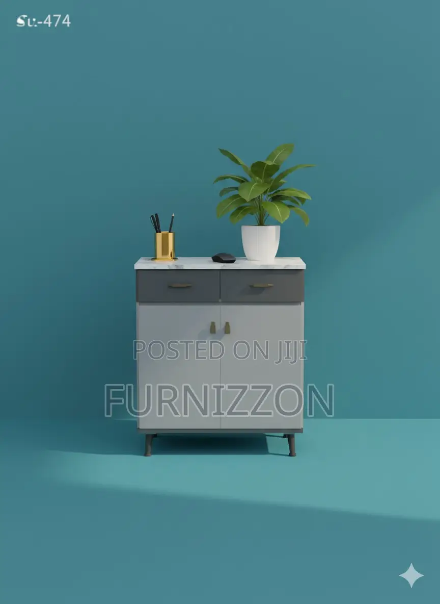 Compact Wooden Bedside 2-Door Cabinet