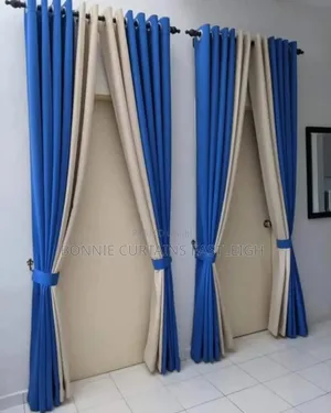 Blue Mixed With White Windows Curtains