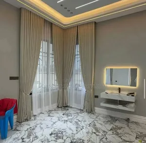 Blige Plain Curtains With White Sheers
