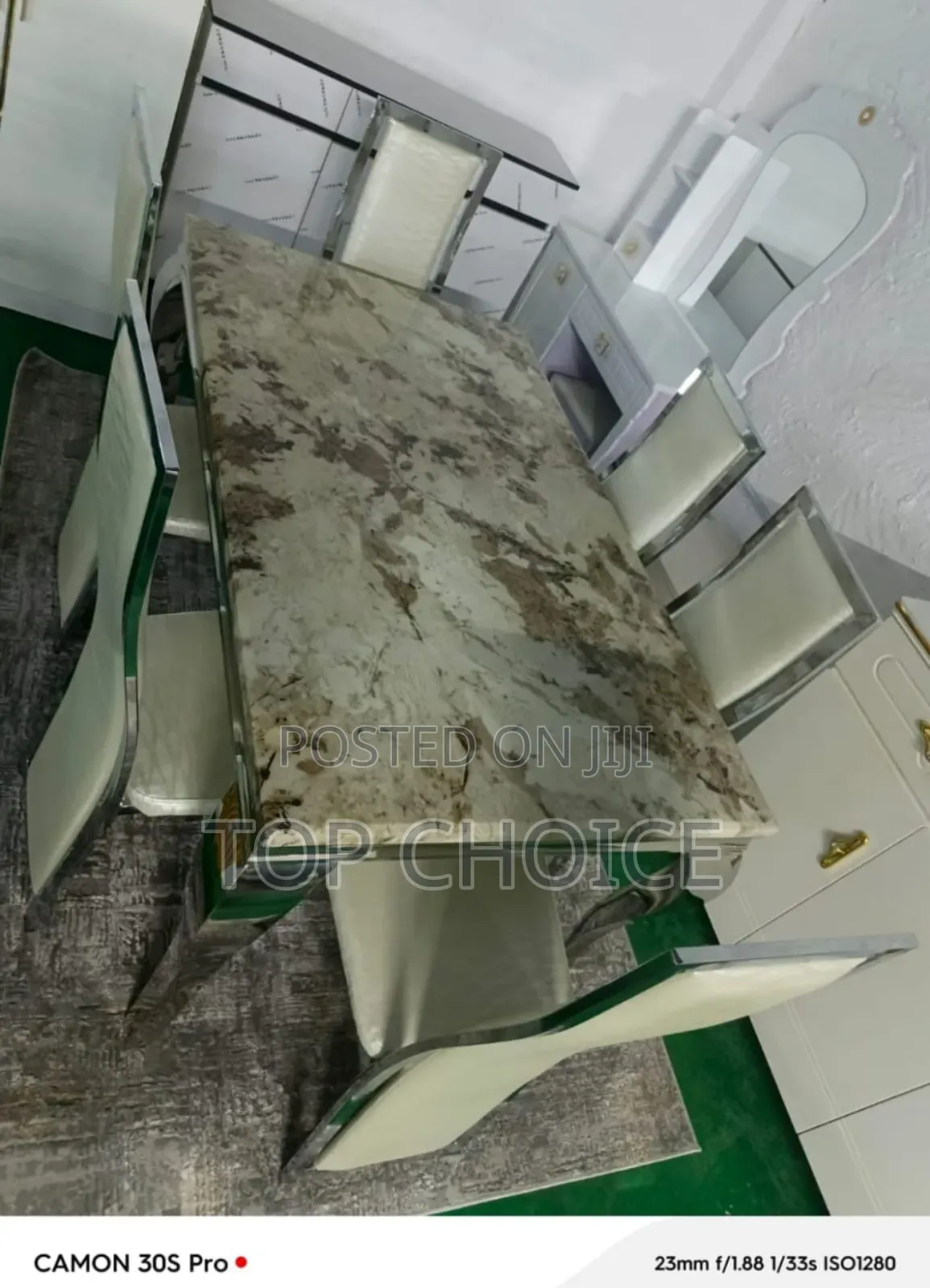 Six Seater Marble Dining Table Set